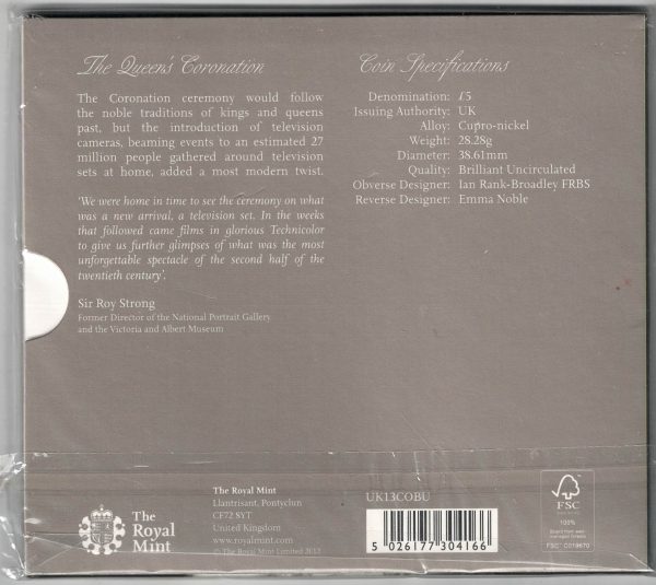 2013 Five Pound Coin 60th Anniversary of The Queen's Coronation - Image 2