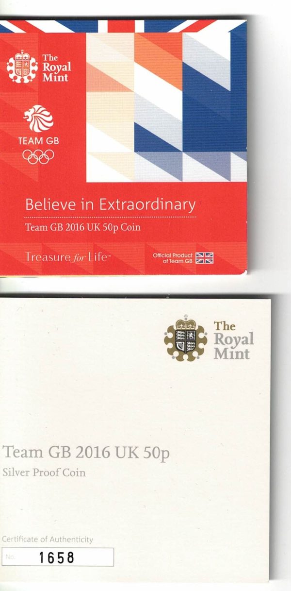 2016 Silver Proof Fifty Pence Coin Team GB - Image 4
