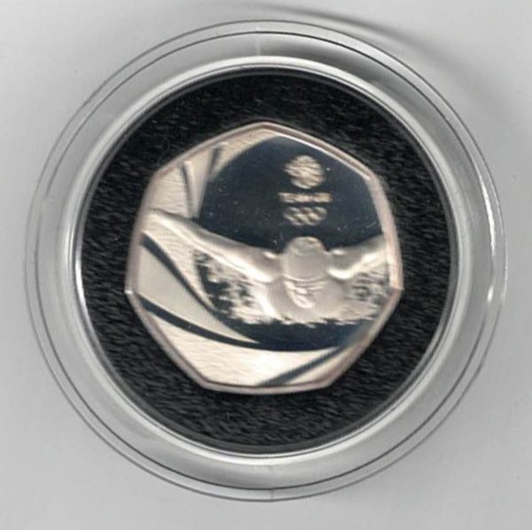 2016 Silver Proof Fifty Pence Coin Team GB. This coin comes in the original box with certificate as issued by the royal mint.