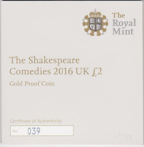 2016 Gold Proof Two Pounds Comedies - Image 3