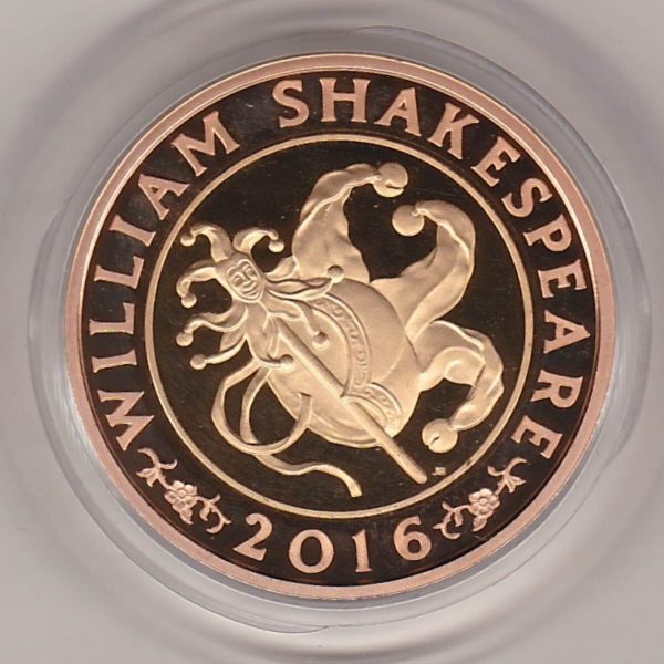 2016 Gold Proof Two Pounds Comedies Double Sovereign coin. This coin comes in the presentation box with certificate as issued by the Royal Mint.