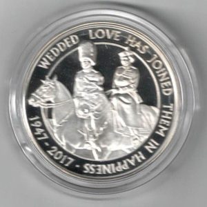 2017 Five Pounds Silver Proof Platinum Wedding Anniversary. All coins are in stock for despatch. You are buying one coin.