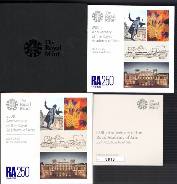 2018 Five Pounds Standard Silver Proof Royal Academy of Arts - Image 3