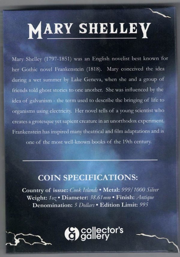 2018 Cook Islands Silver One Ounce Frankenstein Coin - Image 4