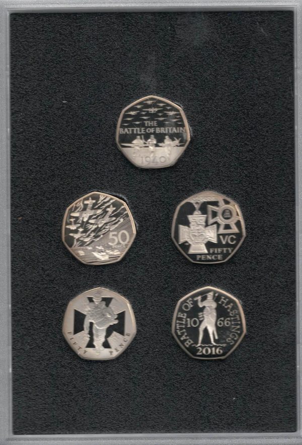 2019 Royal Mint British Military Proof Fifty Pence Five Coin Set - Image 2