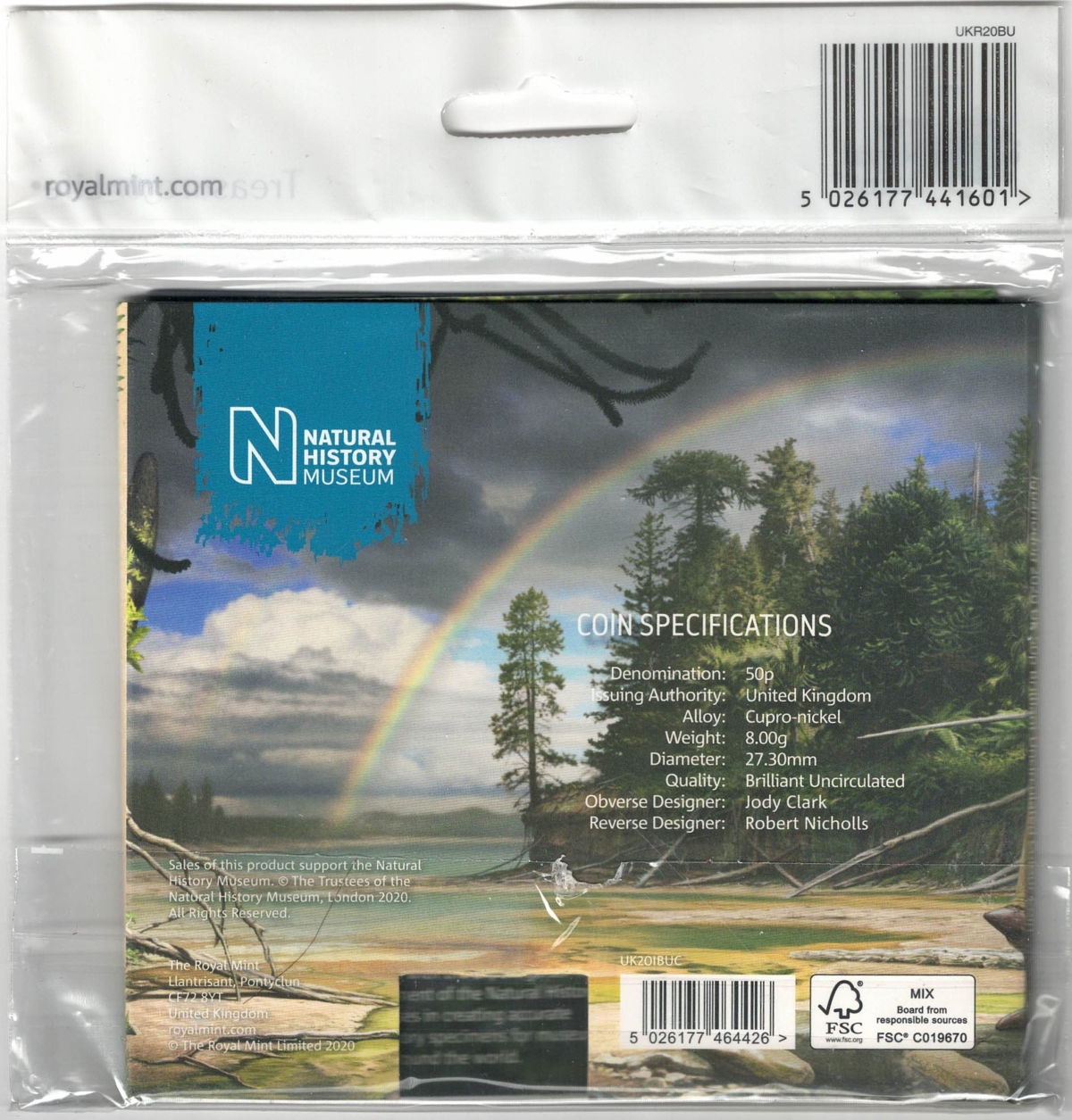 2020 Fifty Pence Colourised Dinosaur Collection Set - Image 4