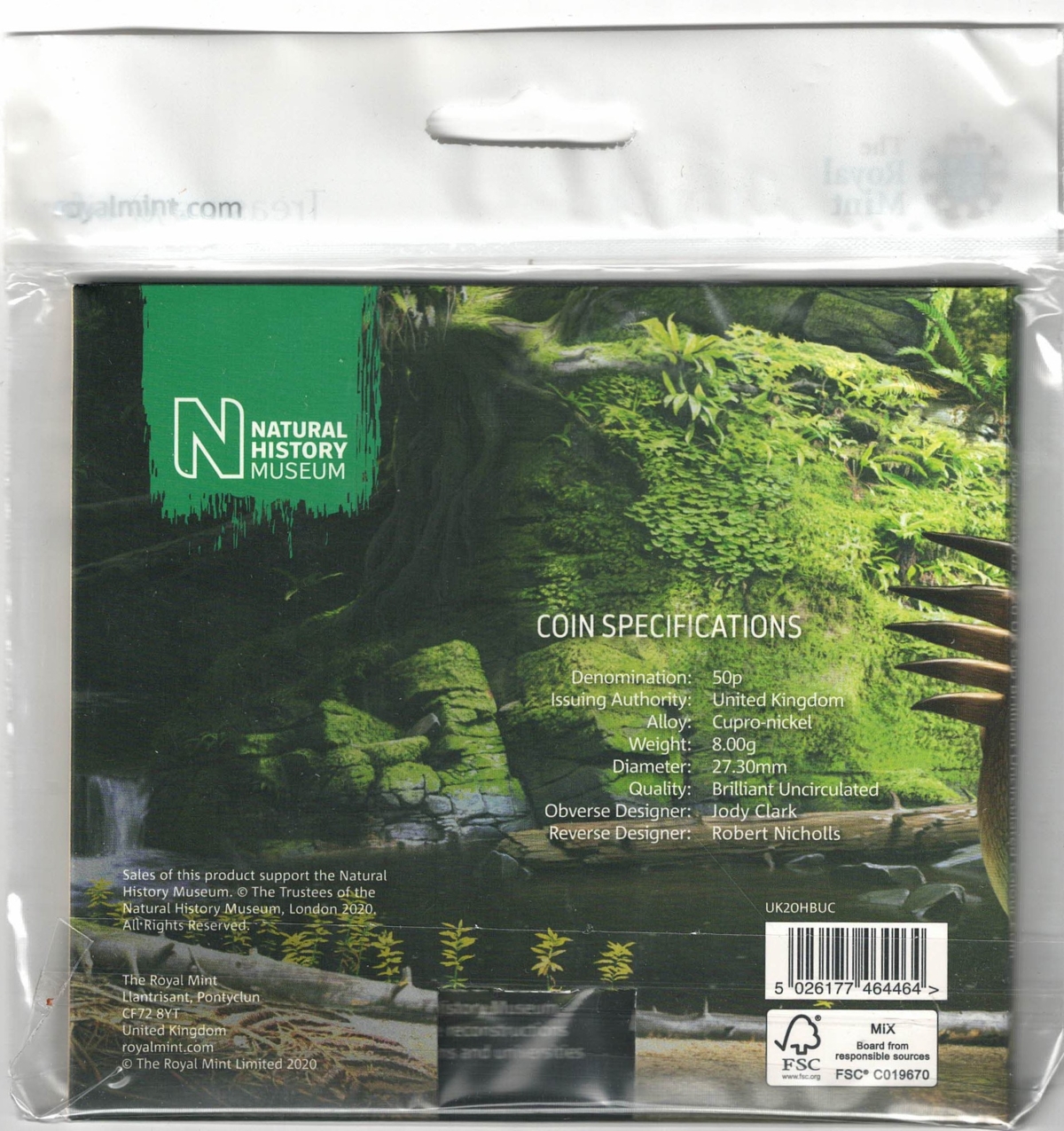 2020 Fifty Pence Colourised Dinosaur Collection Set - Image 6