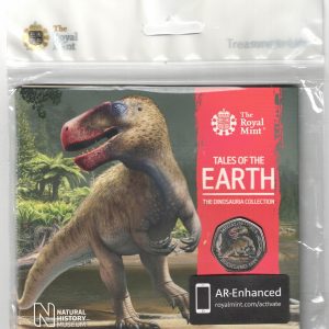 2020 Fifty Pence colourised Dinosauria Collection. Cupro nickel coin featuring Queen Elizabeth II on the Obverse. This set is in stock.