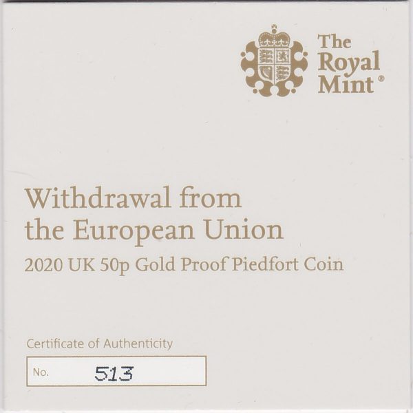 2020 Piedfort Gold Proof Fifty Pence Withdrawal From The EU - Image 3