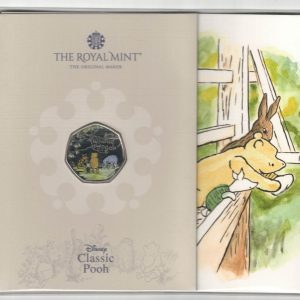 2022 Fifty Pence Classic Pooh colourised Winnie the pooh and friends. Cupro nickel coin featuring Queen Elizabeth II on the Obverse.