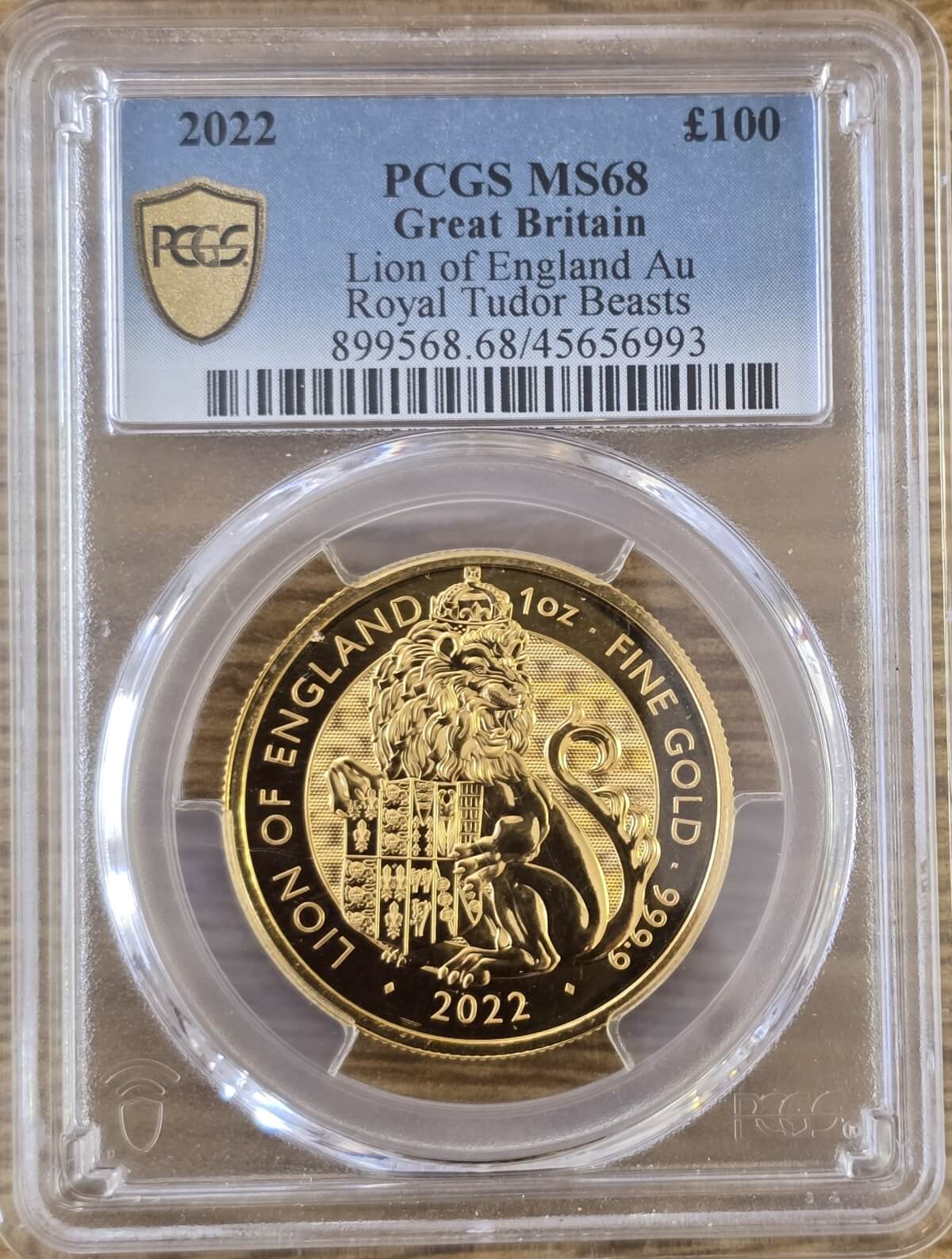 2022 Gold One Ounce Lion of England. This coin was issued as part of the Tudor Beasts series by the Royal Mint. One ounce gold coin.