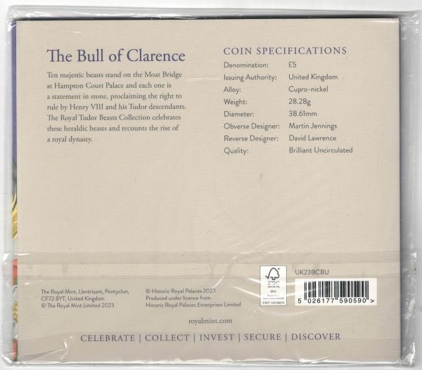 2023 Cupro-Nickle Five Pounds The Bull of Clarence - Image 2