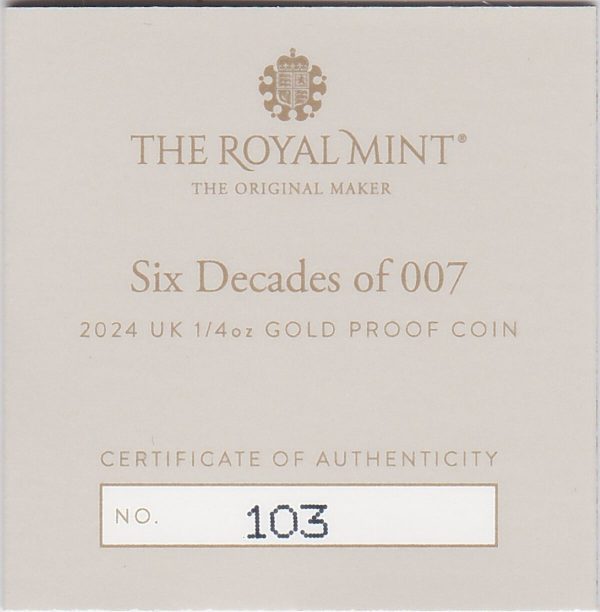 2024 Gold Proof Quarter Ounce Six Decades Of 007 - Image 3