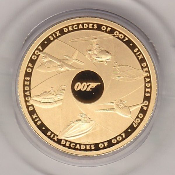 2024 Gold Proof Quarter Ounce Six Decades Of 007 coin. This coin comes in the original boxes with the booklet and certificate as issued by the Royal Mint.