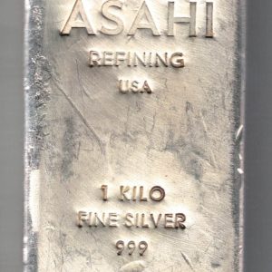Bullion Asahi One Kilo Fine Silver Bar. All of our silver bars have been pre-owned and in stock for dispatch for delivery.