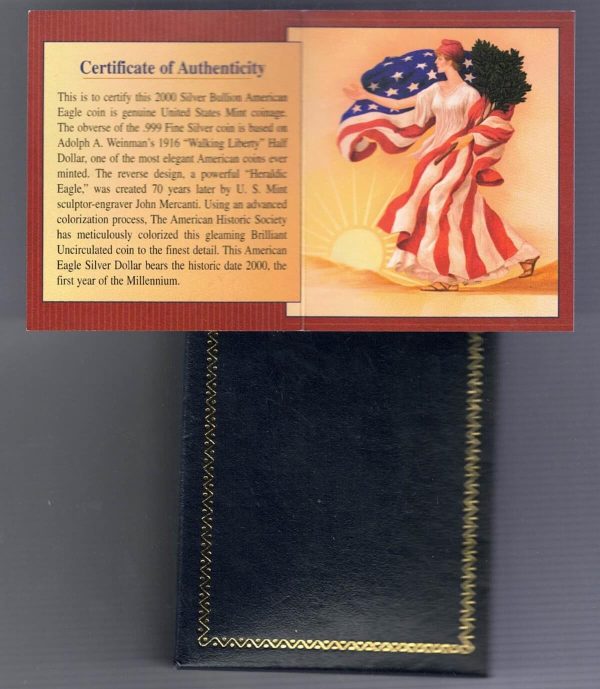 Boxed 2000 Colourised Silver USA One Ounce Eagle Coin - Image 3