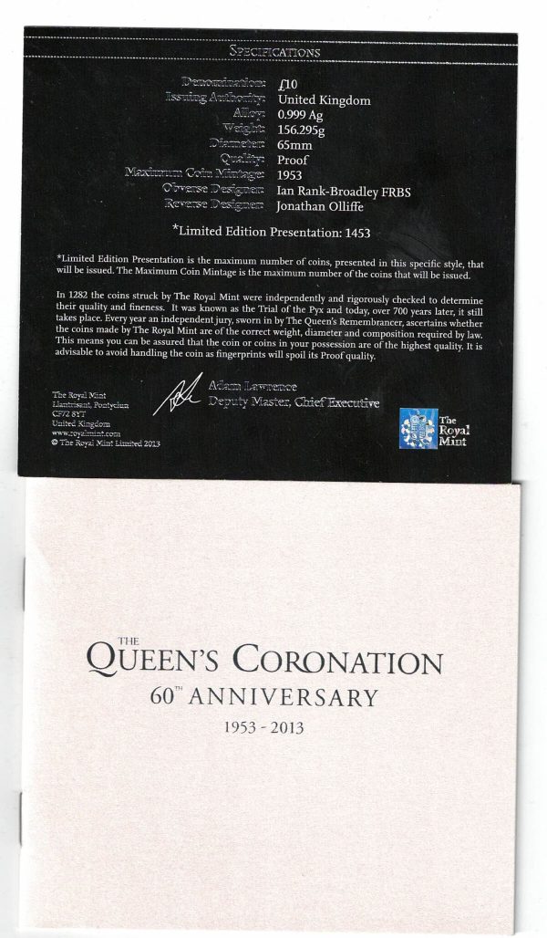 Boxed 2013 Silver Proof Five Ounce The Queen's Coronation Coin - Image 4