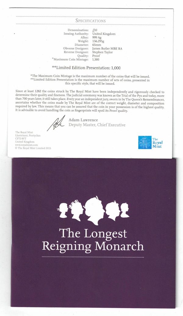 Boxed 2015 Silver Proof Five Ounce The Longest Reigning Monarch Coin - Image 4