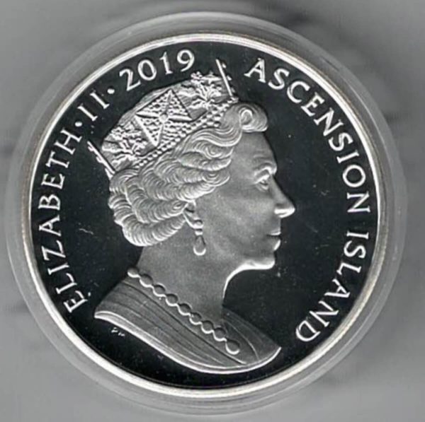 Boxed 2019 Ascension Island Silver Proof First Man On The Moon Coin - Image 2