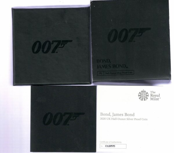 Boxed 2020 Royal Mint Silver Half Ounce James Bond Coin - Image 3