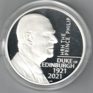 Boxed 2021 Silver Proof Five Ounce HRH The Duke Of Edinburgh. This coin weighs 156.30 grams of 0.999 silver. All coins are in stock.
