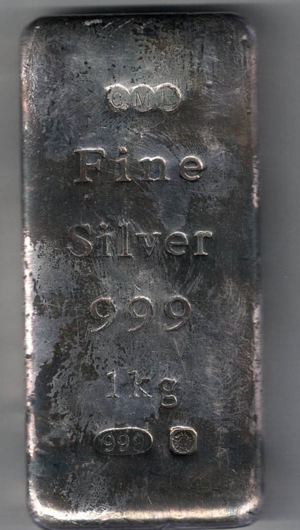 Bullion CML One Kilo 999 Fine Silver Bar. All of our silver bars have been pre-owned and in stock for dispatch for delivery.