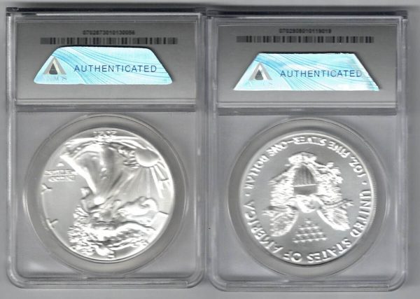 Two Slabbed 2021 ANACS MS70 Silver USA One Ounce Eagle Coins - Image 2