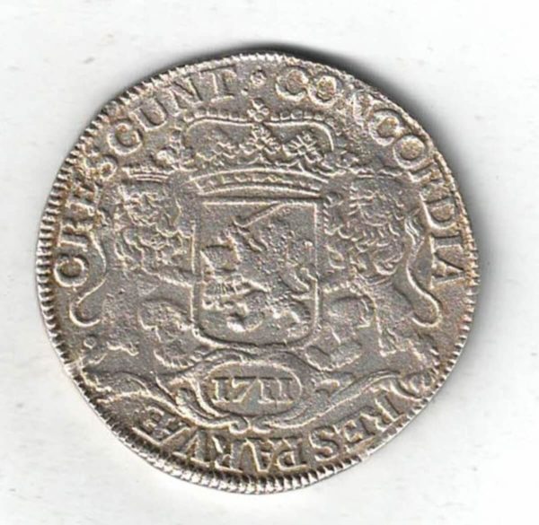 1711 Netherlands Utrecht Silver Ducaton Shipwreck Coin - Image 2