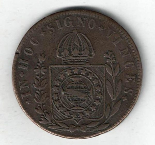 1832 R Brazil Copper Eighty Reis Coin - Image 2