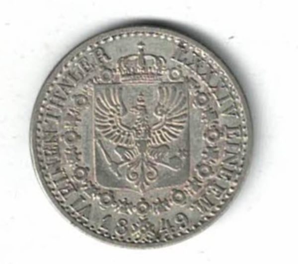 1849 A Germany Prussia Silver One Sixth Thaler Coin - Image 2