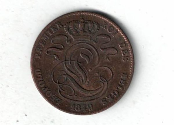 1849 Belgium Copper Five Centimes Coin - Image 2