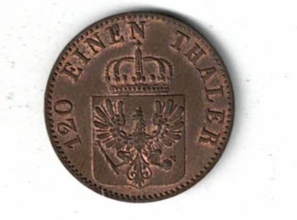 1855 A Germany Copper Three Pfennigs Coin - Image 2