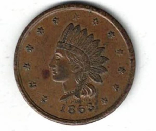 1863 USA Copper One Cent City Of New York Civil War Token - Image 2