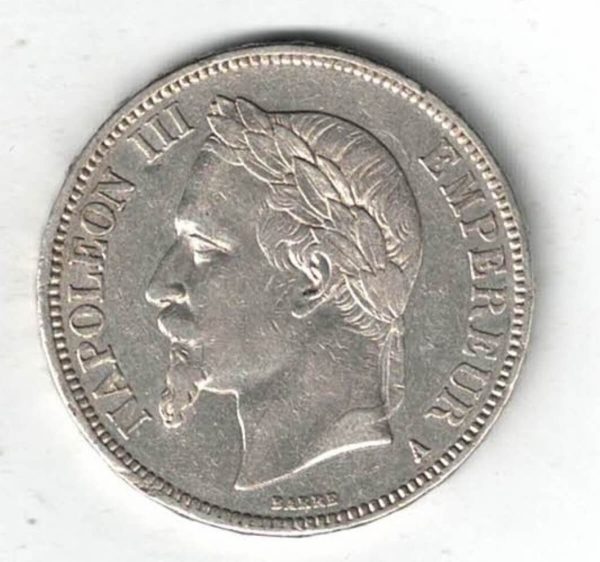 1868 A France Silver Five Francs Coin - Image 2