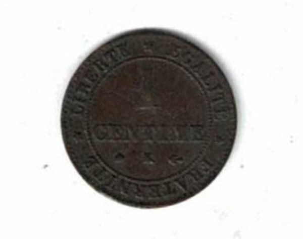 1878 K France Bronze One Centime Coin - Image 2