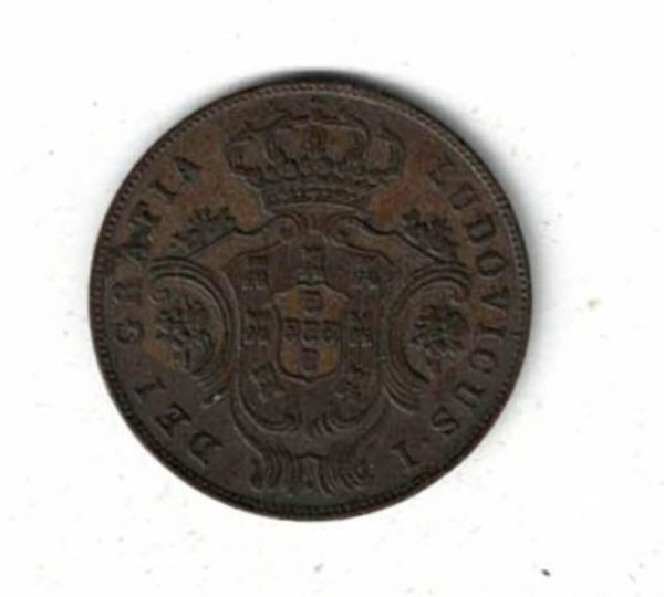 1880 Portugal Azores Copper Five Reis Coin - Image 2