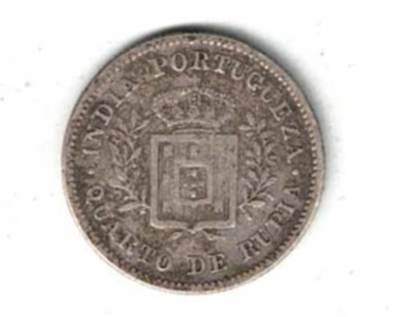 1881 Portuguese India Silver Quarter Rupia Coin - Image 2
