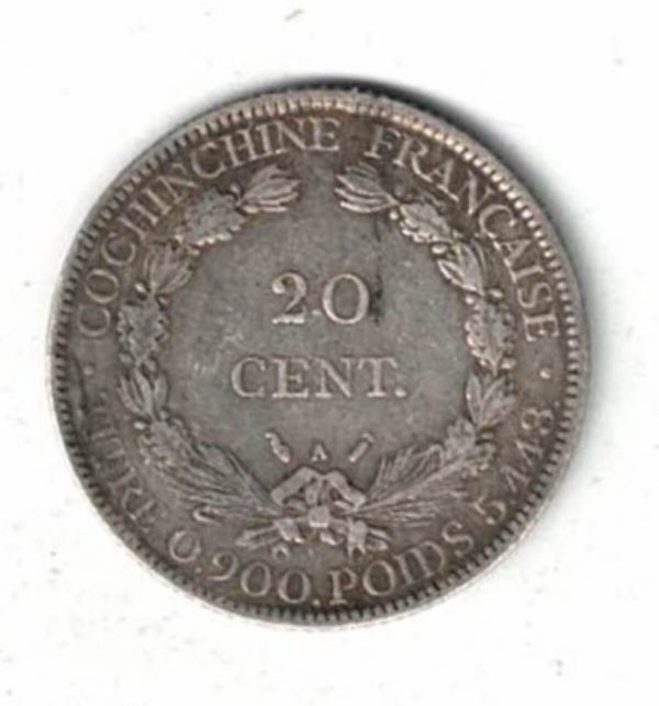 1884 A French Cochinchina Silver Twenty Cents Coin - Image 2