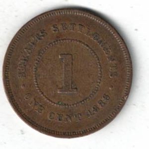 1886 Straits Settlements Bronze One Cent Coin. The obverse features the bust of Queen Victoria facing left. All coins are in stock.