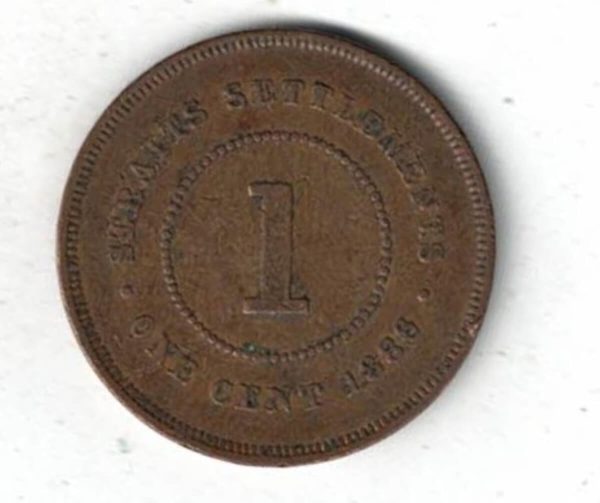 1886 Straits Settlements Bronze One Cent Coin. The obverse features the bust of Queen Victoria facing left. All coins are in stock.