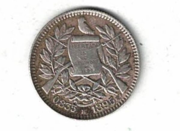 1895 H Guatemala Silver One Real Coin - Image 2