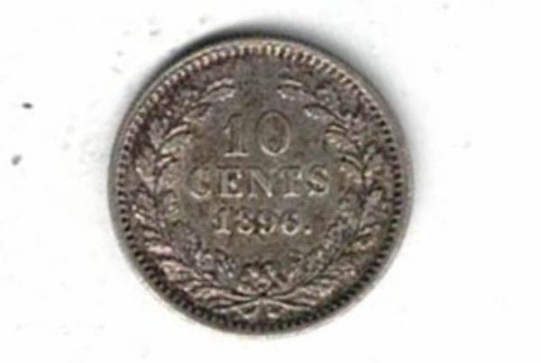 1896 Netherlands Silver Ten Cents Coin - Image 2