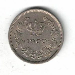 1900 Romania Five Bani Coin. he reverse features the denomination with the words Romania and Five Bani. All coins are in stock.