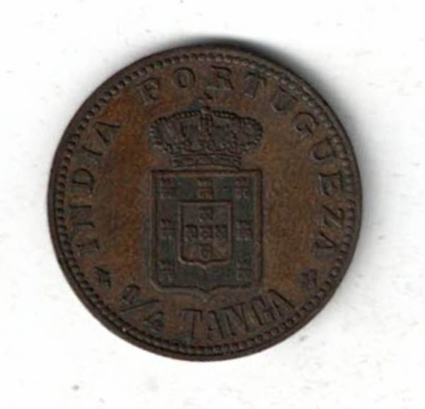 1903 Portuguese India Bronze Quarter Tanga Coin - Image 2