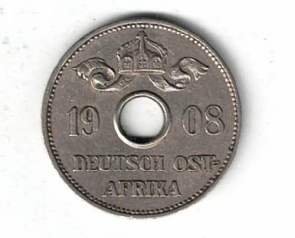 1908 J German East Africa Ten Heller Coin - Image 2