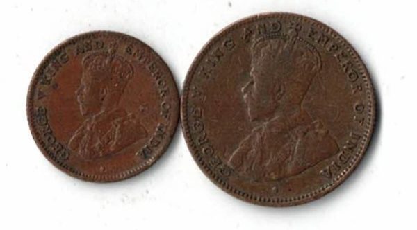 1916 Straits Settlements Bronze Half And Quarter Cent Coins - Image 2