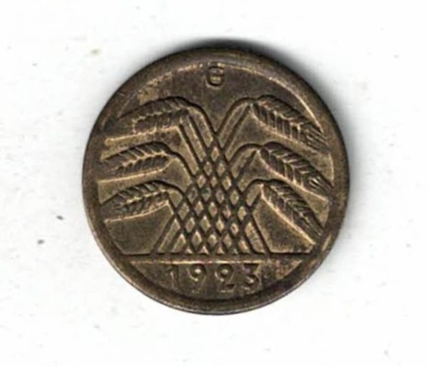 1923 G Germany Weimar Republic Fifty Rentenpfennig Coin - Image 2