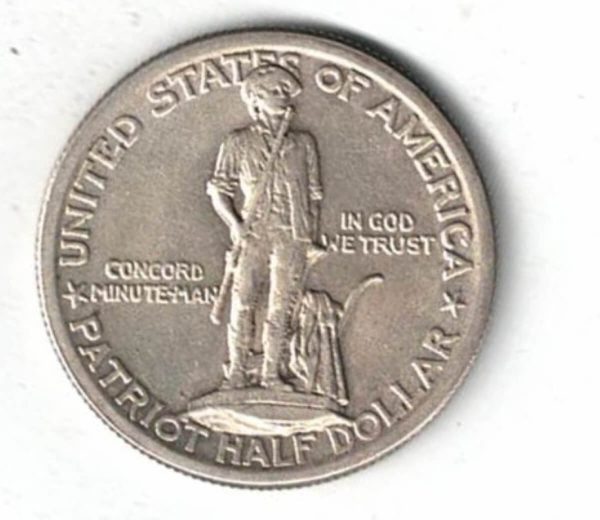 1925 USA Lexington Concord Sesquicentennial Silver Half Dollar Coin - Image 2
