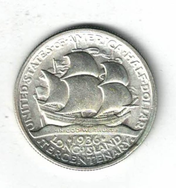 1936 USA Long Island Silver Half Dollar Coin - Image 2