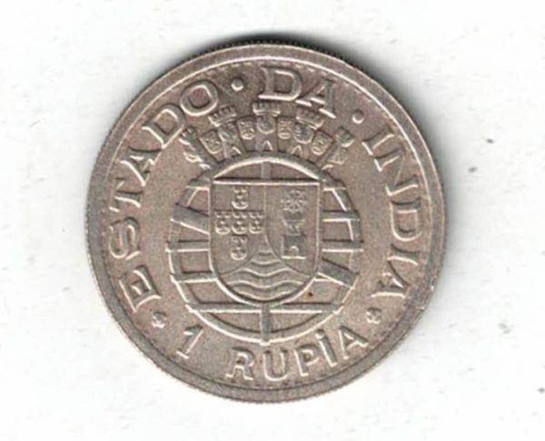 1947 Portuguese India Silver One Rupia Coin - Image 2